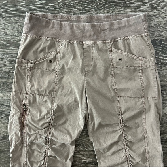 XCVI Wearables Iris Crop Pants XL Ruched Cropped Capri Pull On Tan Light Brown - Picture 5 of 14